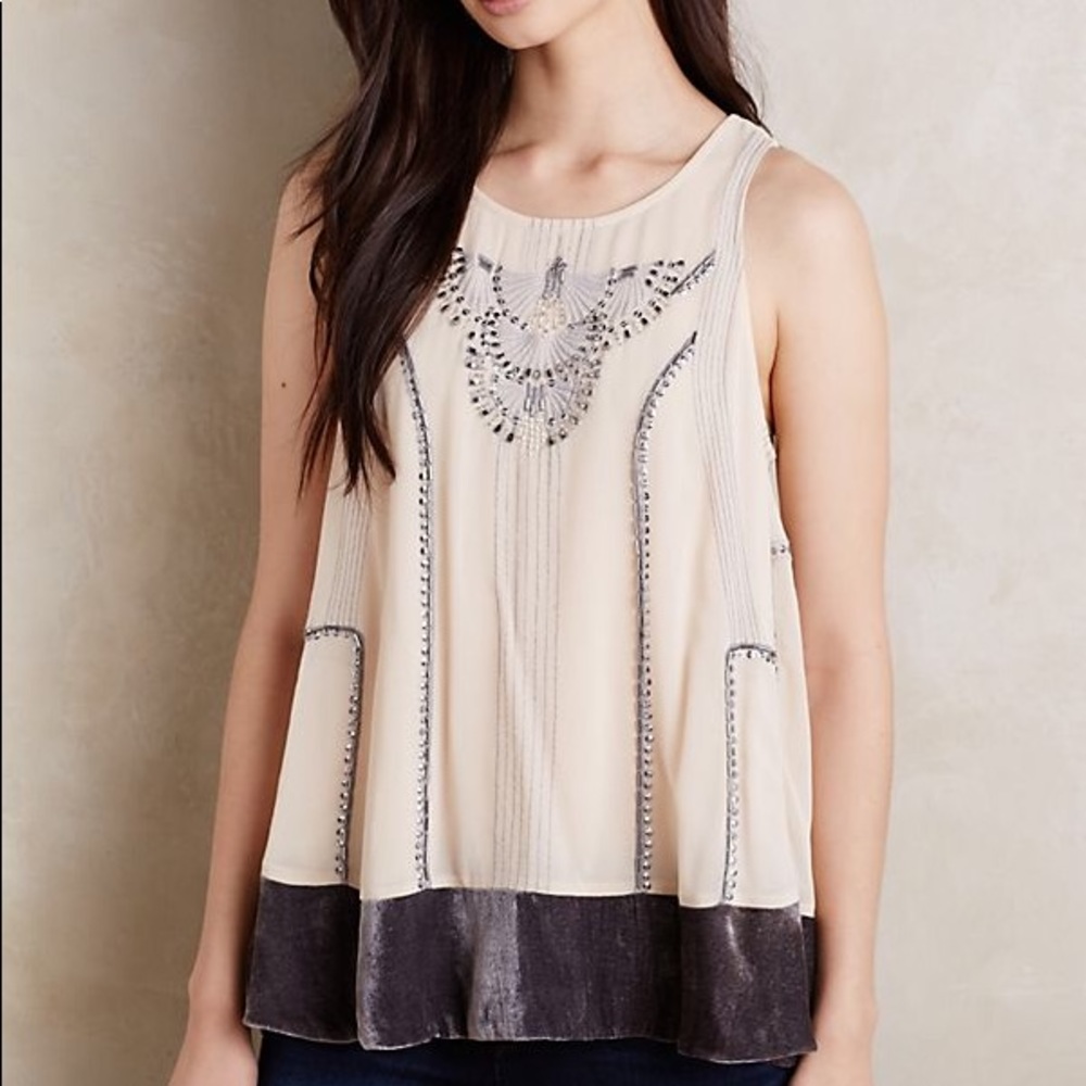 Moulinette Sœurs Art Deco Velvet Trim Tank